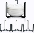 Dinnerware Bowl Plate Holder Fit for 6.5 Inches Diameters Bowl, Metal Bowl Storage Dying Display Rack for Kitchen Drawer, Countertop, Cabinet, Shelf, Cupboard (Black, Large 4PCS)