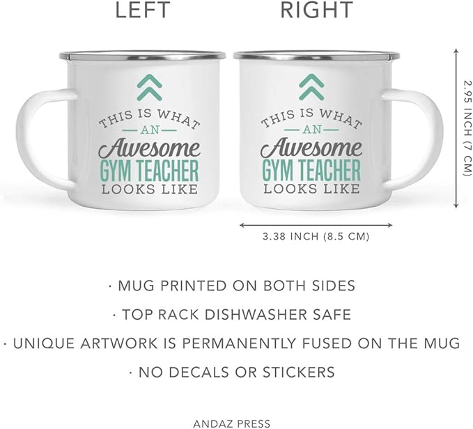 Andaz Press 11oz. Stainless Steel Campfire Coffee Mug, This is What an Awesome Gym Teacher Looks Like, 1-Pack, Birthday Gift Ideas Coworker Him Her, Includes Gift Box Gym Teacher Gifts