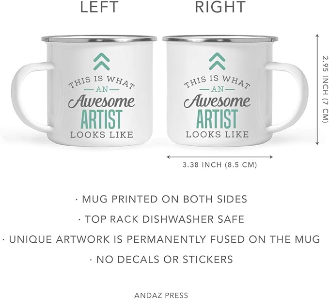 Andaz Press 11oz. Stainless Steel Campfire Coffee Mug Gift, This is What an Awesome Artist Looks Like, 1-Pack, Birthday Gift Ideas Coworker Him Her, Includes Gift Box