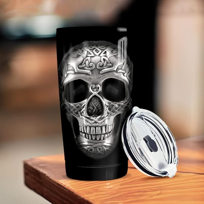 winorax Skull Tumbler 20oz Stainless Steel Travel Cup Coffee Mug Inspirational Skull Gifts for Men Women Skulls Lover Birthday Halloween Birthday Presents