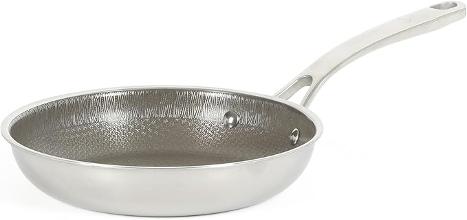 Martha Stewart Badgley Hybrid Nonstick 8 Inch TriPly Stainless Steel Fry Pan & Stay Cool Handle - Laser Etched Non-Toxic Nonstick Skillet - Dishwasher and Induction Safe