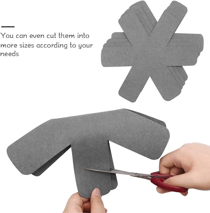 Pan Pot Protectors, Larger & Thicker Pan Protector Pads, 3 Different Sizes, 12 Pcs Pot Divider Pads for Protecting and Separating Your Cookware(Gray)