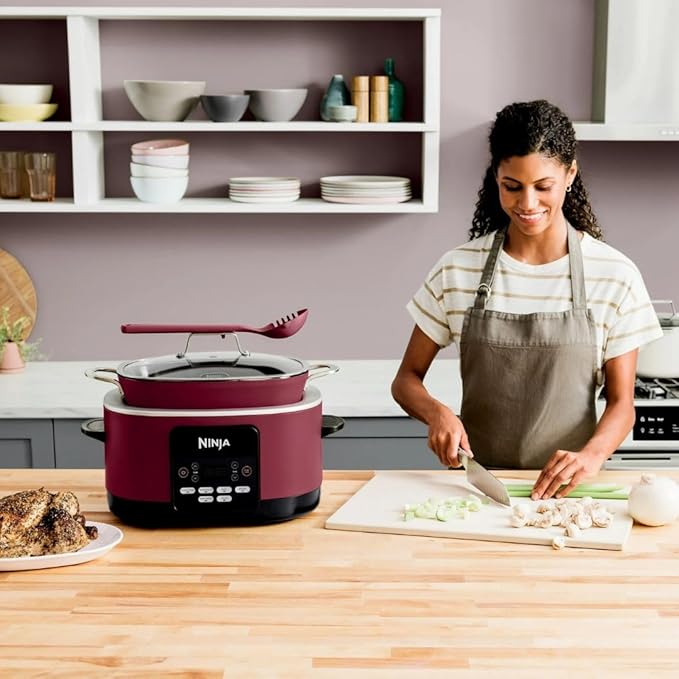Ninja Foodi PossibleCooker PRO Plus, 8.5 Qt Multi-Cooker with Smart Thermometer, 8-in-1 Smart Cook System, Custom Temperature Control (Cherry)