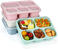 Bento Lunch Boxes - Reusable 5-Compartment Food Lunchables Containers, Snack Boxes For Adults Container for School, Work, and Travel, Set of 4 (Wheat)