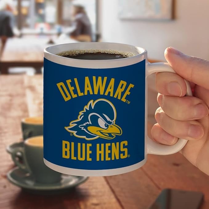 Delaware Fightin Blue Hen Ceramic Coffee Mug, Novelty Gift Mugs for Coffee, Tea and Hot Drinks, 11oz, White