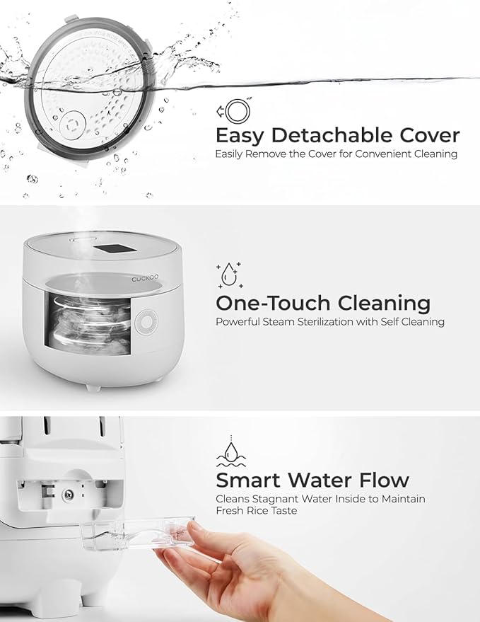 CUCKOO Micom Rice Cooker 6-Cup Uncooked / 12-Cup Cooked with Nonstick Inner Pot, Versatile Rice Maker with 9 Menu Options, Fuzzy Logic Technology, Auto Clean, Quick Rice Mode, White (CR-0675FW)