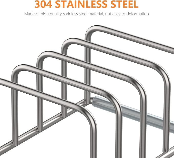 Cutting Board Holder, 2PSC Cutting Board Organizer Rack, 304 Stainless Steel Cookie Sheet Baking Pan and Tray Organizer for Kitchen Cabinet and Pantry Storage (1.0 Inch Width Slots)