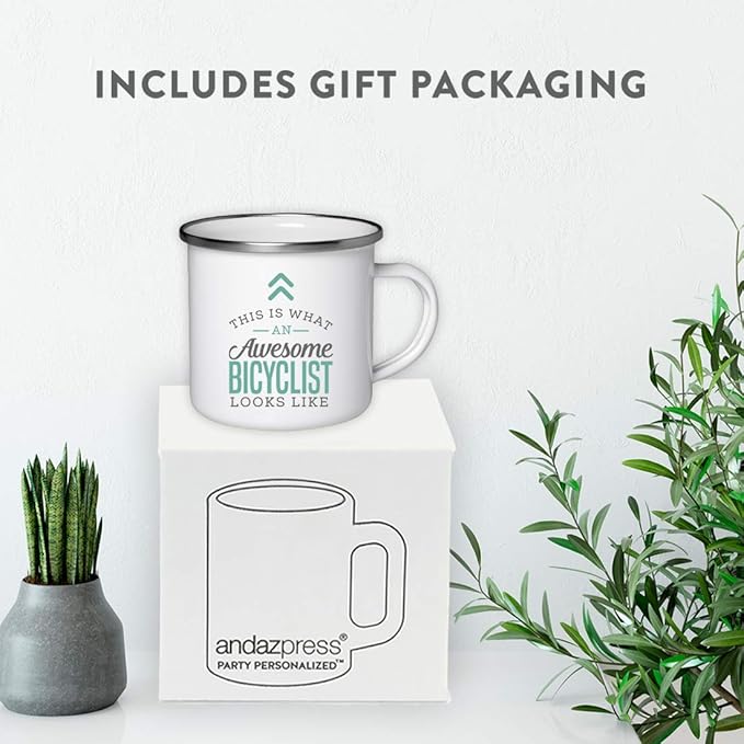 Andaz Press 11oz. Stainless Steel Campfire Coffee Mug Gift, This is What an Awesome Bicyclist Looks Like, 1-Pack, Birthday Gift Ideas Coworker Him Her, Includes Gift Box