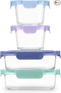 Ello Color Lock 8PC Mixed Glass Food Storage Sets, Leak-Proof Glass Food Storage Containers with Airtight BPA-Free Plastic Lids, Dishwasher, Microwave, and Freezer Safe, Purple Rain