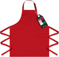 Unisex Apron with Pockets for Cooking, Salon & Art - 100% Cotton Adult Kitchen, Chef, Stylist Apron (Red)
