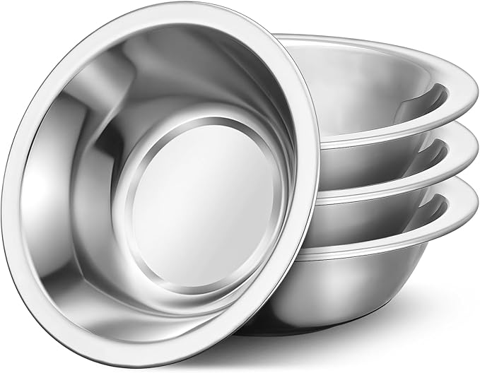 304(18/8) Stainless Steel Mixing Bowls for Kitchen, 4 Pack 6.3" 13.67 fl.oz Metal Mixing Bowls Set Stackable for Baking Serving Cooking Food Prep Storage Dishwasher Safe Heavy Duty
