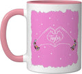 Heart Hands Taylor First Name Girl Vintage 70's 80's Ceramic Mug, Pink/White