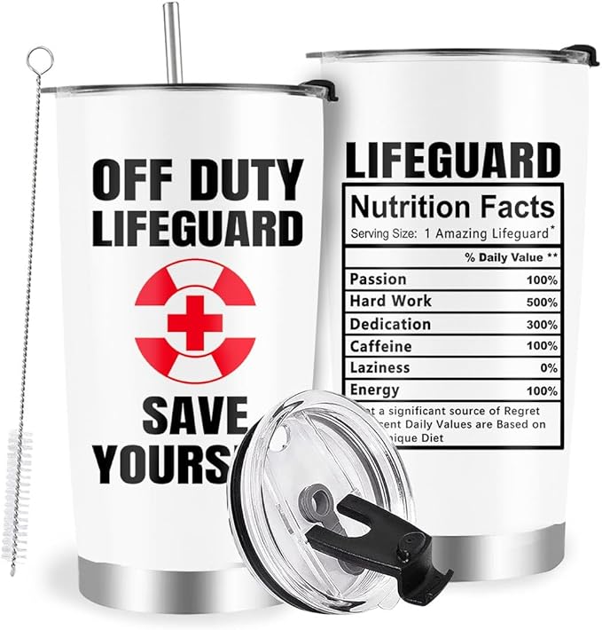 Lifeguard Gift, Lifeguard Stainless Steel Double Wall Vacuum Insulated Tumbler 20oz