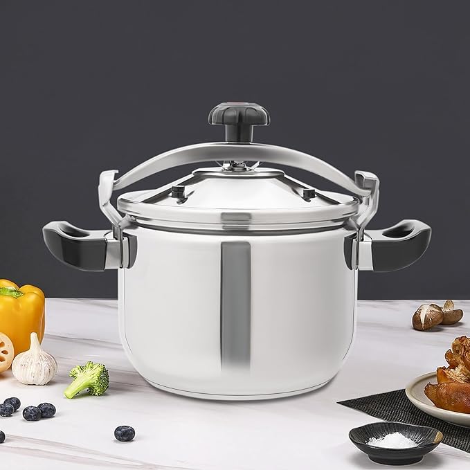 Stainless Steel Pressure Cooker Large Capacity Pressure Stewing Pot Cooker Pot Compatible with Gas/Induction/Electric Stove, 60Kpa,Easy Opening, Household & Commercial(23.25 Qt)