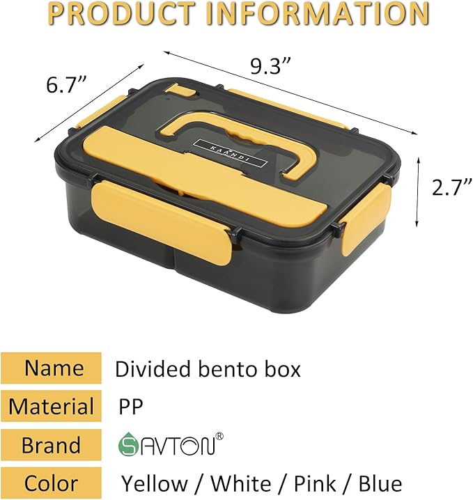Bento Box Adult Lunch Box, Lunchable Containers with 3 Compartments, Meal Prep Food Container for Women, Lunch Box with Utensils, Snack/Salad/Sandwich Box, Microwave/Dishwasher Safe/BPA Free(Blue)