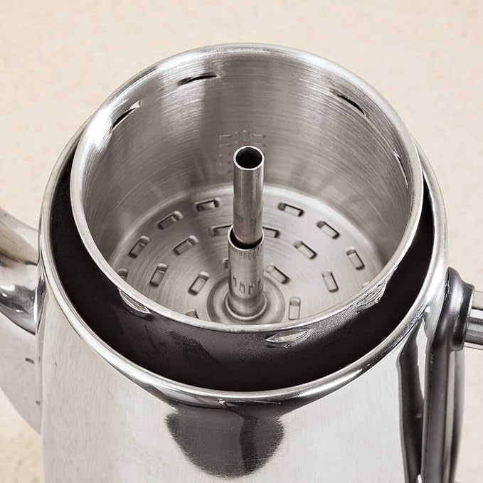 Fox Valley Traders Home Marketplace 12-Cup Electric Coffee Percolator - Stainless Steel Coffee Maker for Strong, Flavorful Brew | No Paper Filters Needed, Easy Serve, Nostalgic Design
