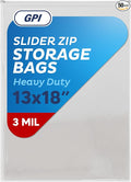 50 Count - Slider Zip 2.5 Gallon Jumbo Food Storage Bags, 13" x 18" 3 Mil Heavy Duty, Extra Large, Strong & Durable For Freezer Storage. GPI