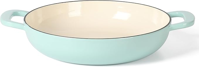 Martha Stewart 3.5-Quart Enameled Cast Iron Dutch Oven Braiser – Martha Blue, Durable Nonstick Dutch Oven for Slow Cooking, Braising, and Baking