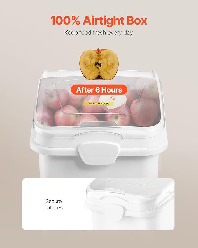 VEVOR 27 Gallon food storage containers 500 Cup Ingredient Bin with Scoop and Sliding Lid Commercial Food Container Ideal for rice storage, dog food container, flour, and sugar containers, White