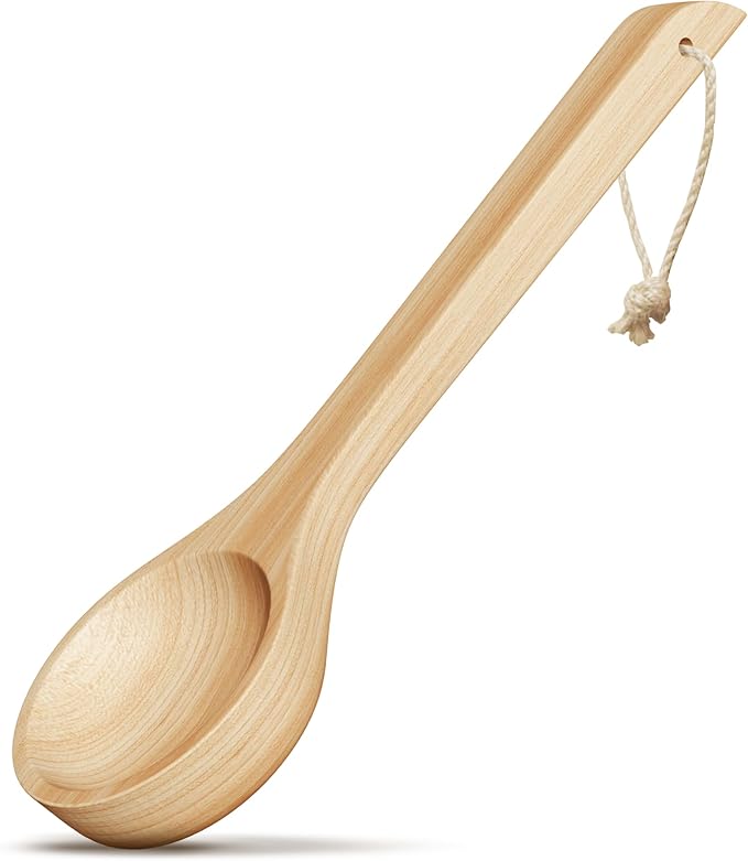 Sauna Ladle - Handmade from Finnish Pine Wood - Natural Rope - 16″ Handle & 5 oz (150 mL) Capacity Spoon