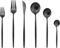 JASHII Silverware Set, Mirror Polished Black Flatware Cutlery Set Service for 6, Shiny Finish 36 Pieces Stainless Steel Utensils Set Dinner Knife Fork Spoon Dessert Fork Salad Spoon Dishwasher Safe