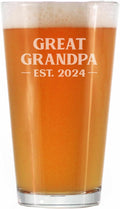 Bevvee Great Grandpa Est 2024 - New Great Grandfather Pint Glass Gift for First Time Great Grandparents - Bold 16 Oz Glasses