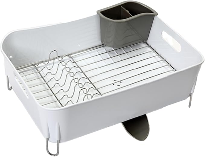 AutoFlow Dish Rack (White, 6.8" H x 17.7" W x 12.5" D)
