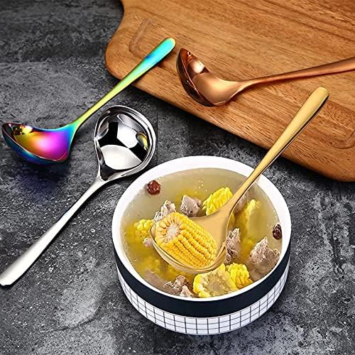 2-Pack Rainbow Soup Ladle 304 Stainless Steel Spoon Colorful Kitchen Serving Sauce Server