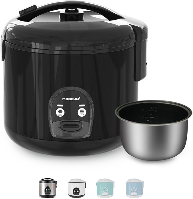 10-Cup Uncooked Rice Cooker & Food Steamer - Ceramic Coating Non-Toxic Inner Pot, One-Touch Multifunction for Rice/Sauté/Yogurt, Dishwasher Safe, 3-10 Family Size, Black