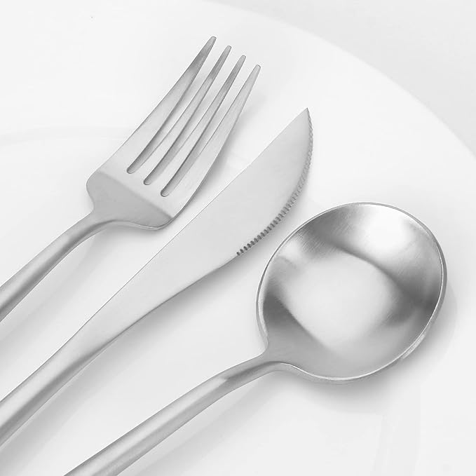 Silverware Set, Vanys 30 Piece Stainless Steel Cutlery Flatware Set, Kitchen Utensil Sets for 6, Tableware With Knife Spoons And Forks Set, Satin Finished Polished