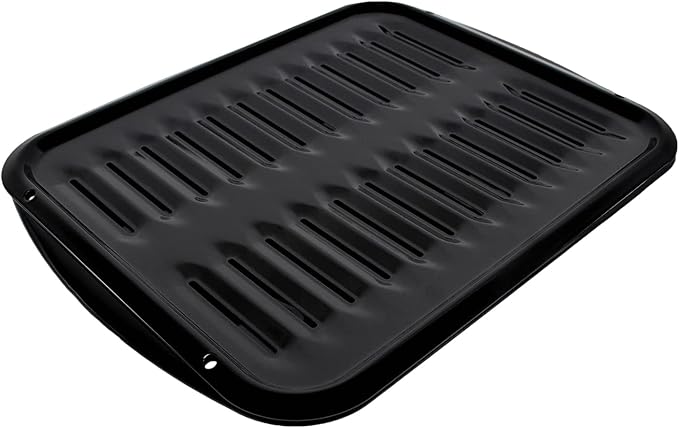 Certified Appliance Accessories SPL50016 Large 2-Piece Broiler Pan & Grill Set Porcelain-on-Steel 16-1/2"x12-3/4"x1-3/4" Broiler Pan for Oven, Black