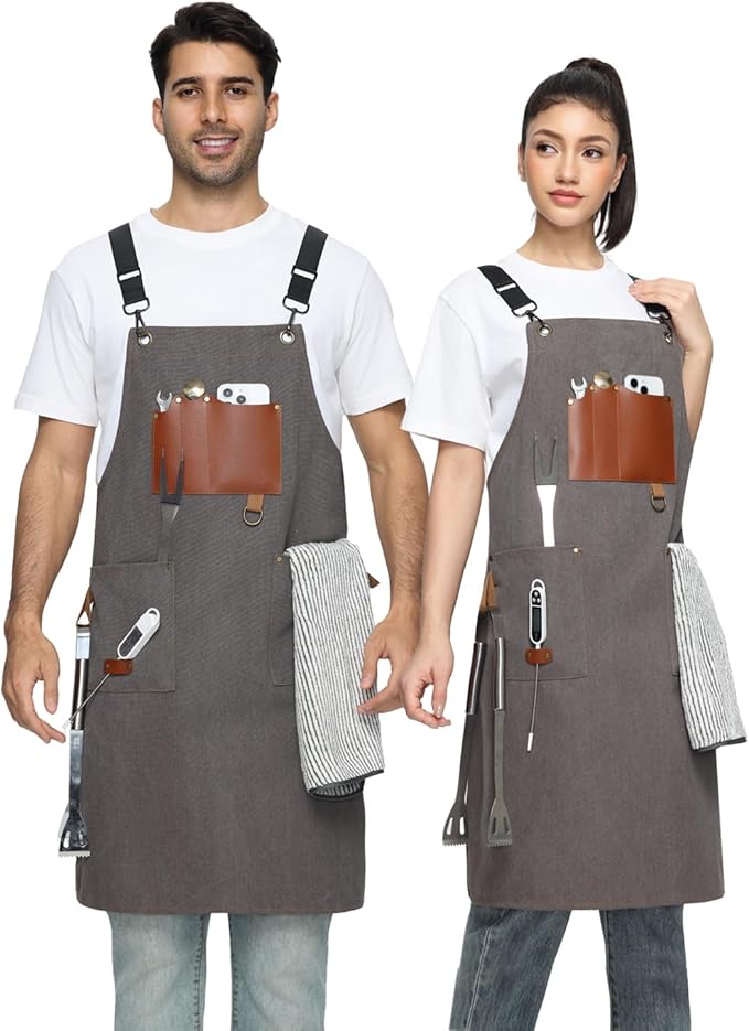 Kitchen Apron - 3 Large Pockets, Cross Back Apron With Adjustable Straps, Cooking Kitchen Chef Apron For Women And Men, Wear-Resistant & Easy To Clean.