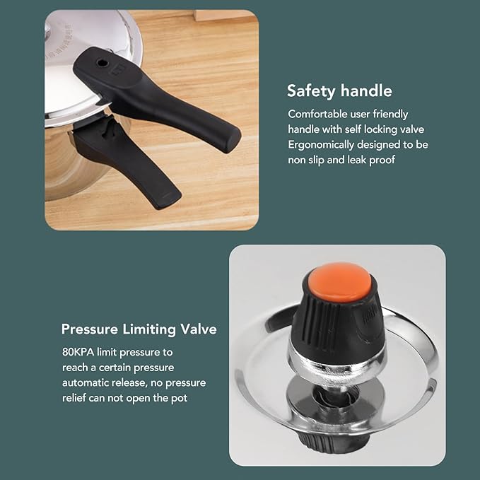 Yoidesu Stainless Steel Pressure Cooker with Safety Valve, 80KPA, Multifunctional Design for Efficient and Fast Cooking (4L)