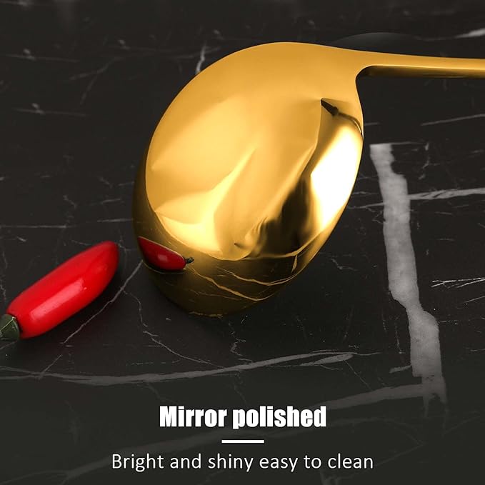 7.9'' Gold Small Ladle 18/10 Stainless Steel Gravy Ladles Sauce Soup Ladle Mirror Polished Kitchen Utensil for Spooning Gravy Sauce Soup