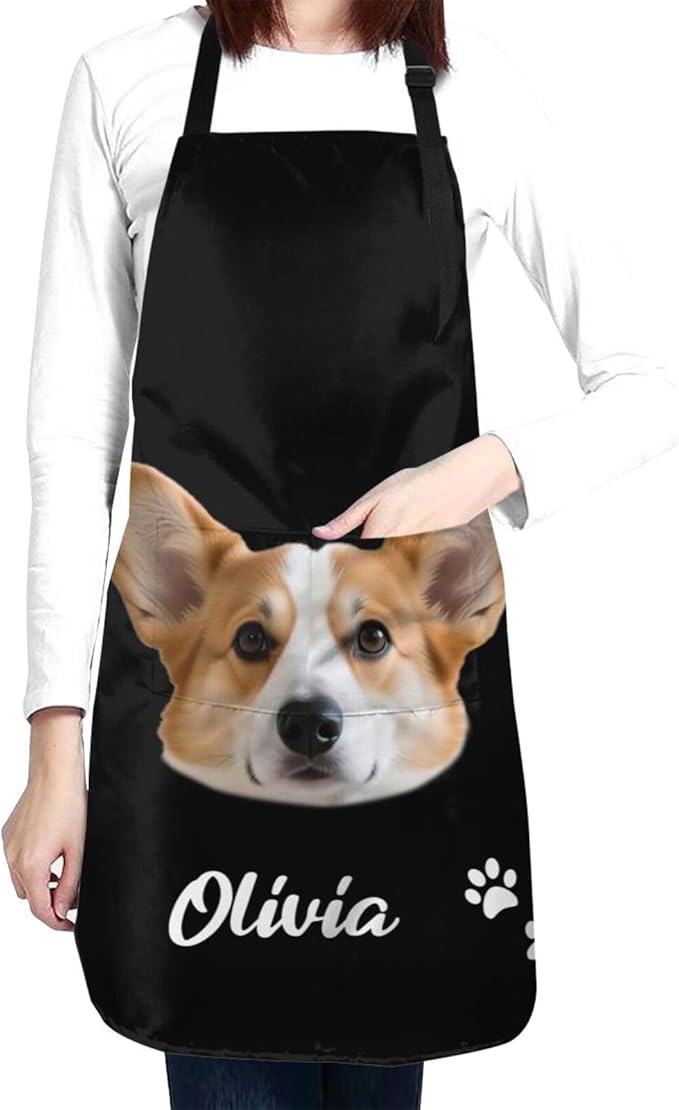 Custom Face Apron for Men Women, Personalized Photo Apron with Pockets, Customized Kitchen Aprons