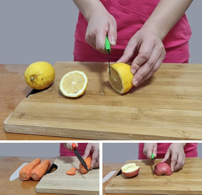 Kitchen Ceramic Knife Set Professional With Sheaths - Super Sharp Rust Proof Stain Resistant (6" Chef, 5" Utility, 4" Fruit, 3" Paring, One Peeler)