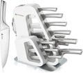 KINGSTONE Kitchen Knife Set with Block,14 Pcs German Stainless Steel Knife Set with Built-in Sharpener, Dishwasher Safe Knife Block Set (White, 14pcs)