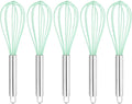 HARFINGTON 5Pcs Silicone Whisk 10" Kitchen Whisk Wire Whisks Beater with Stainless Steel Handle for Egg Milk Whisking Blending Beating & Stirring, Green
