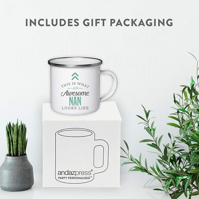 Andaz Press 11oz. Stainless Steel Campfire Coffee Mug, This Is What an Awesome Nan Looks Like, 1-Pack, Birthday Gift for Best Nan, Includes Gift Box From Grandkids