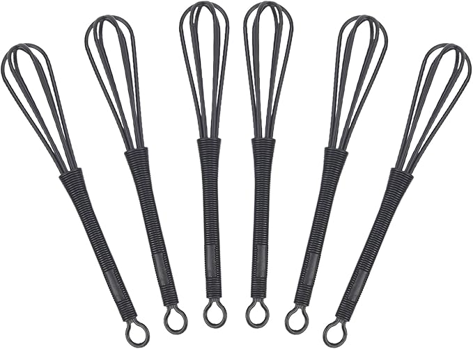 6PCS Mini Plastic Whisks Set - Small Whisk for Hair Dye Color Mixing Hairdressing Dye Silicone Egg Beater for Blending Eggs Cream Sauces