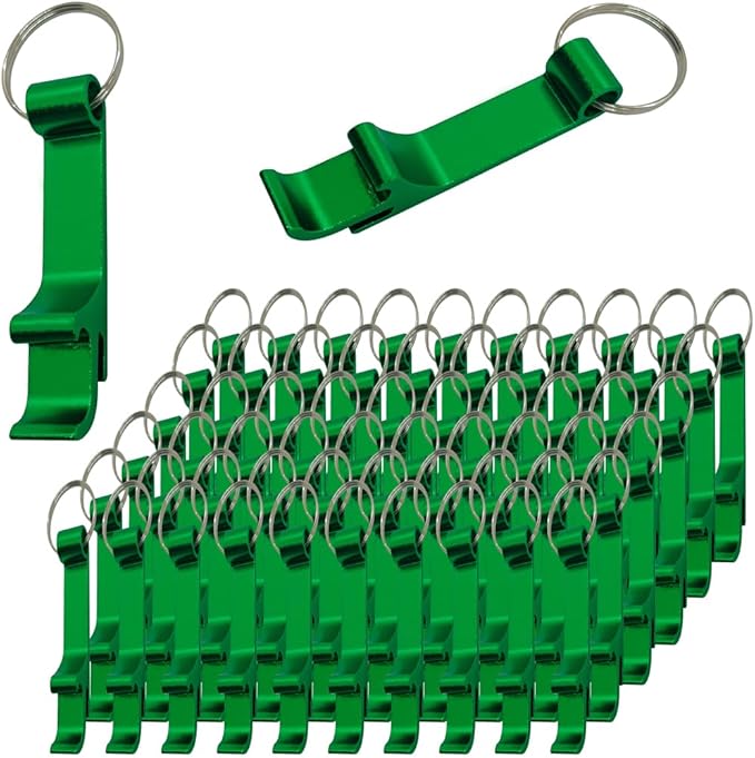 100 Pcs Bottle opener Keychain Bulk,Soda Beverage Beer Bottle Opener Keychain,Bottle Openers Aluminum Beer Bottle Opener Claw Beverage Keychain Ring for Kitchen,Wedding, Bar,Party(Green)