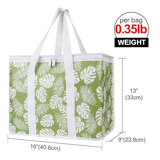 Bodaon 4-Pack Cooler Insulated Food Delivery Bag, X-Large Bags With Top Zippered for Grocery/DoorDash/Catering/Shopping, Thermal Hot Pizza, Large Cold and Frozen, XL Tote, Leaf