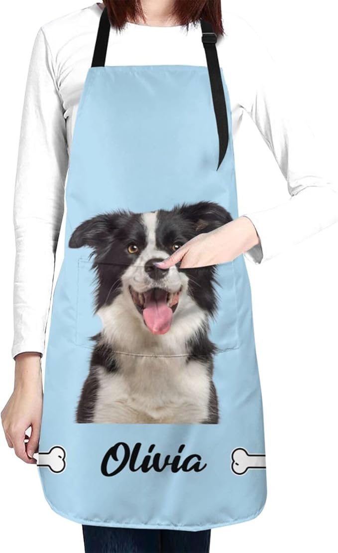 Custom Face Apron for Men Women, Personalized Photo Apron with Pockets, Customized Kitchen Aprons