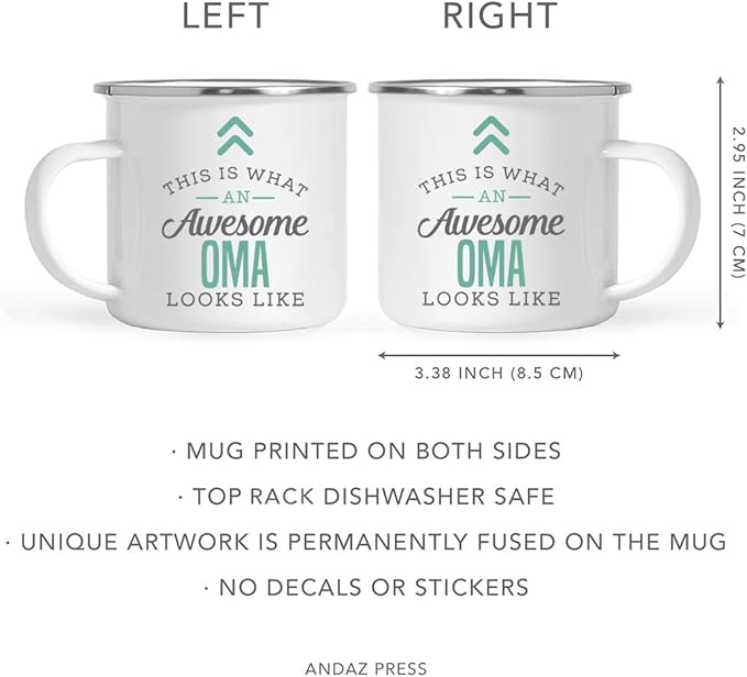 Andaz Press 11oz. Stainless Steel Campfire Coffee Mug, This Is What an Awesome Oma Looks Like, 1-Pack, Birthday Gift Ideas for Coworker, Includes Gift Box