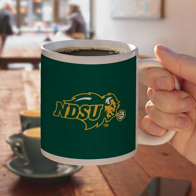 North Dakota State Bison Logo Ceramic Coffee Mug, Novelty Gift Mugs for Coffee, Tea and Hot Drinks, 11oz, White