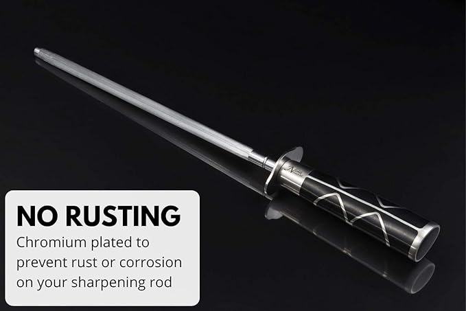 Professional Honing Steel 12”, Magnetized for Safety, No Rust, No Cheap Plastic! Noble’s Knife Sharpener Has an Oval Handle for a Firm Grip and is Built For Daily Use, Perfect for Chefs!