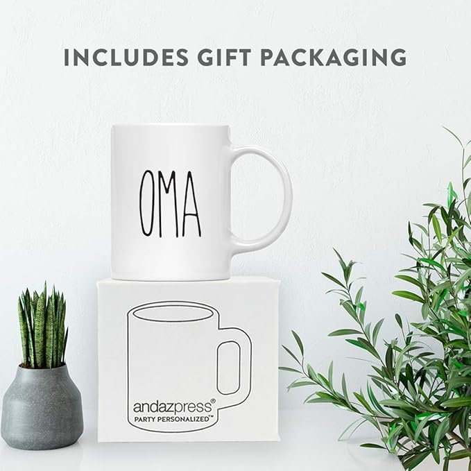 Andaz Press Simple Rustic Farmhouse Kitchen Decor 11oz. Ceramic Coffee Tea Mug Gift, Oma, 1-Pack, Birthday Christmas Gift Ideas for Family, Friends