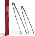 Precision Serrated Non-Slip Tips Cooking Tongs 2 Set (11.5" & 13.5"), 18/8 Stainless Steel Metal Tong, Light but Durable, Easily Control Kitchen Tweezer Tongs for Frying, Plating, BBQ