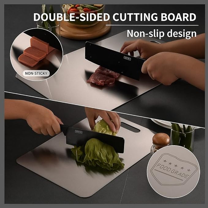 Titanium Cutting Board for Kitchen — 100% Pure Titanium, Double‑Sided Chopping Board — Durable, Non‑Toxic, Hygienic, Dishwasher‑Safe & Scratch‑Resistant Cutting Board — (13.5" x 9" in)