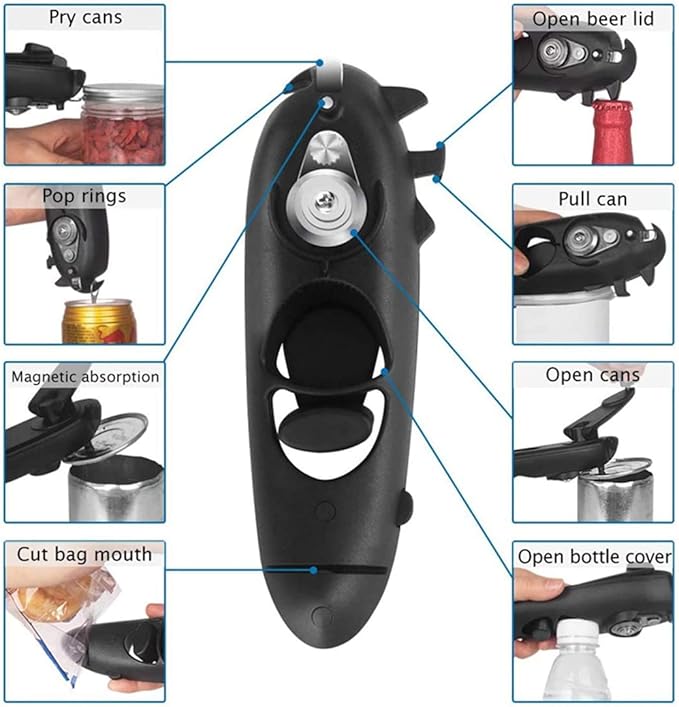 Can Opener Manual 8 In 1 Multifunction Bottle Opener Jar Bottle Can Screw Opener Effort-saving Kitchen Gadgets Beer Bottle Opener